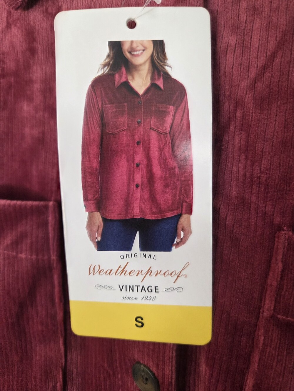 Weatherproof Raspberry/Red Ribbed Long Sleeve Button Down NWT Size S - Picture 3 of 9